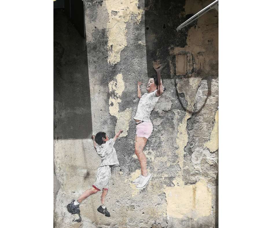 Backpacking Housewife Boy and a girl playing Hoola Hoop Basketball